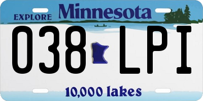 MN license plate 038LPI