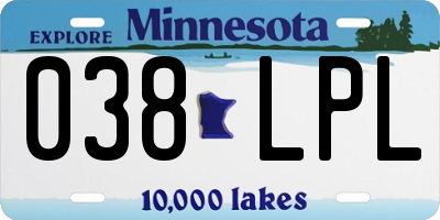 MN license plate 038LPL
