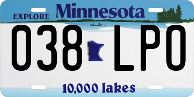MN license plate 038LPO