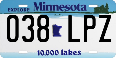 MN license plate 038LPZ