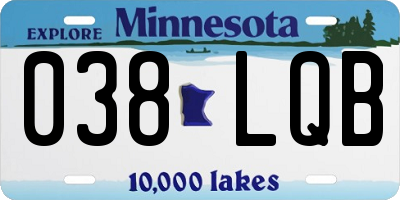 MN license plate 038LQB