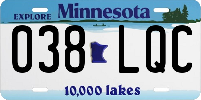 MN license plate 038LQC