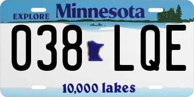 MN license plate 038LQE