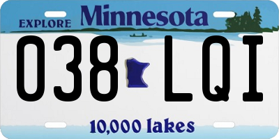 MN license plate 038LQI