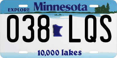 MN license plate 038LQS