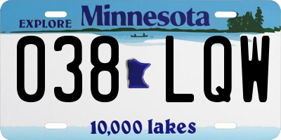MN license plate 038LQW
