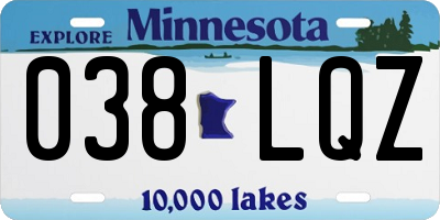 MN license plate 038LQZ