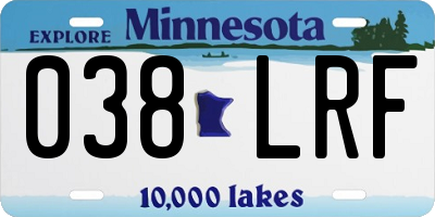 MN license plate 038LRF