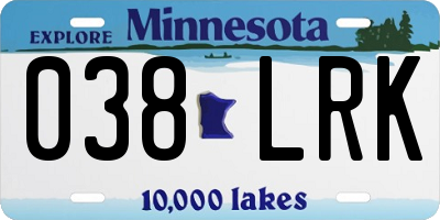MN license plate 038LRK
