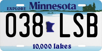 MN license plate 038LSB
