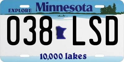 MN license plate 038LSD