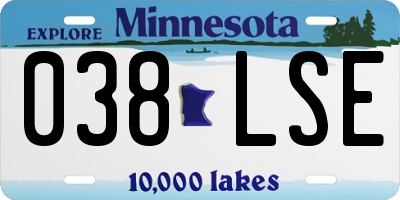 MN license plate 038LSE
