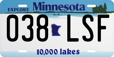 MN license plate 038LSF
