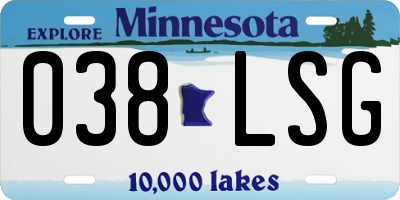 MN license plate 038LSG