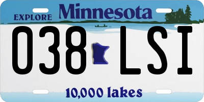 MN license plate 038LSI