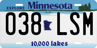 MN license plate 038LSM
