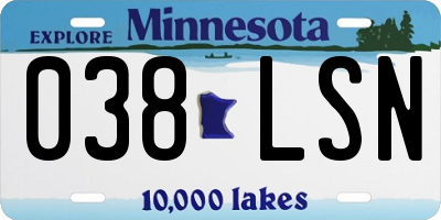 MN license plate 038LSN