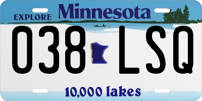 MN license plate 038LSQ