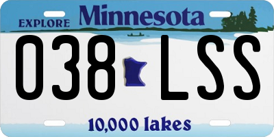 MN license plate 038LSS