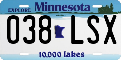 MN license plate 038LSX