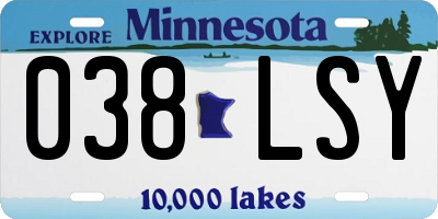 MN license plate 038LSY