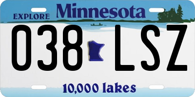 MN license plate 038LSZ