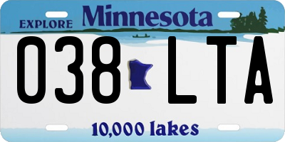 MN license plate 038LTA