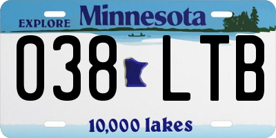 MN license plate 038LTB