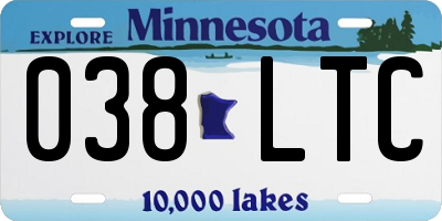 MN license plate 038LTC
