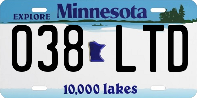 MN license plate 038LTD
