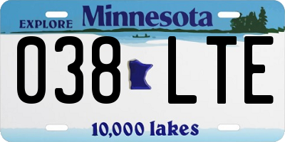 MN license plate 038LTE