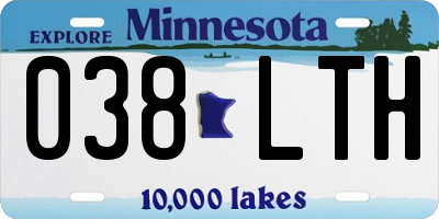 MN license plate 038LTH