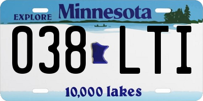 MN license plate 038LTI