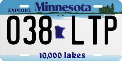 MN license plate 038LTP
