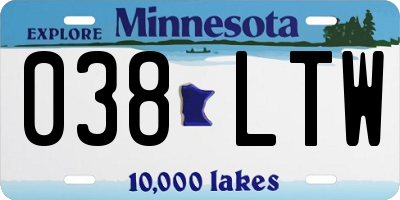 MN license plate 038LTW