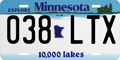 MN license plate 038LTX