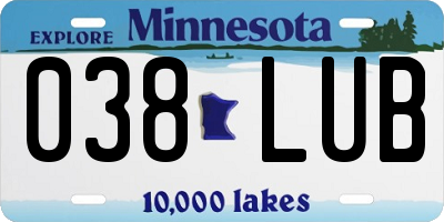 MN license plate 038LUB