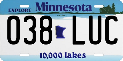 MN license plate 038LUC
