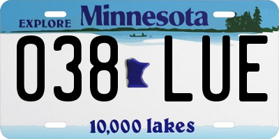 MN license plate 038LUE