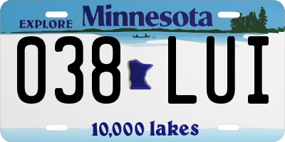 MN license plate 038LUI