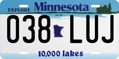 MN license plate 038LUJ