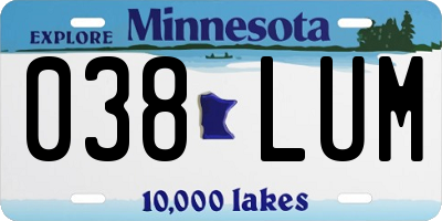 MN license plate 038LUM