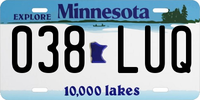 MN license plate 038LUQ