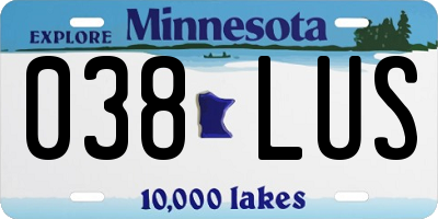 MN license plate 038LUS