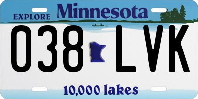 MN license plate 038LVK