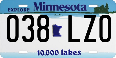 MN license plate 038LZO