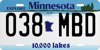 MN license plate 038MBD