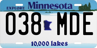 MN license plate 038MDE