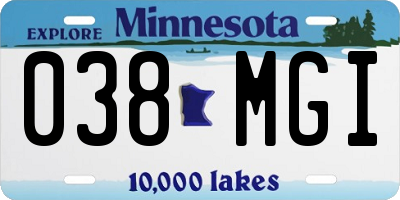 MN license plate 038MGI