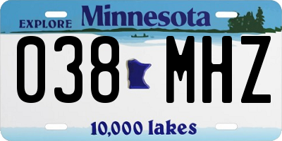 MN license plate 038MHZ